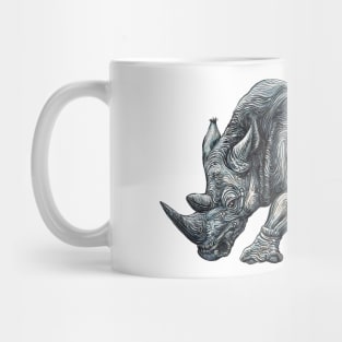 black rhino line art illustration Mug